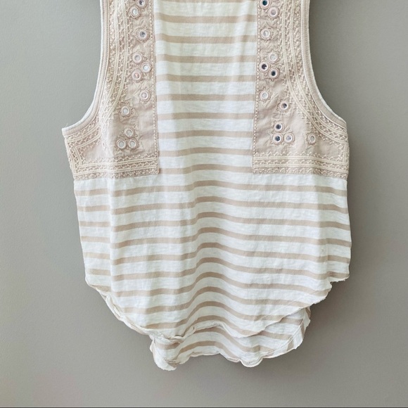 Free People Striped Tank Top Cream Sz Small - Picture 3 of 13